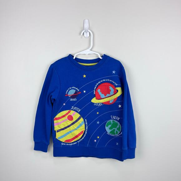 Mini Boden Other - Mini Boden Lift-the-Flap Fun Facts Outer Space Sweatshirt Brilliant Blue 6-7